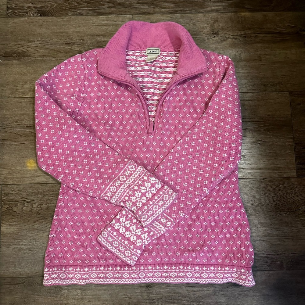 Pink and white 3/4 zip
